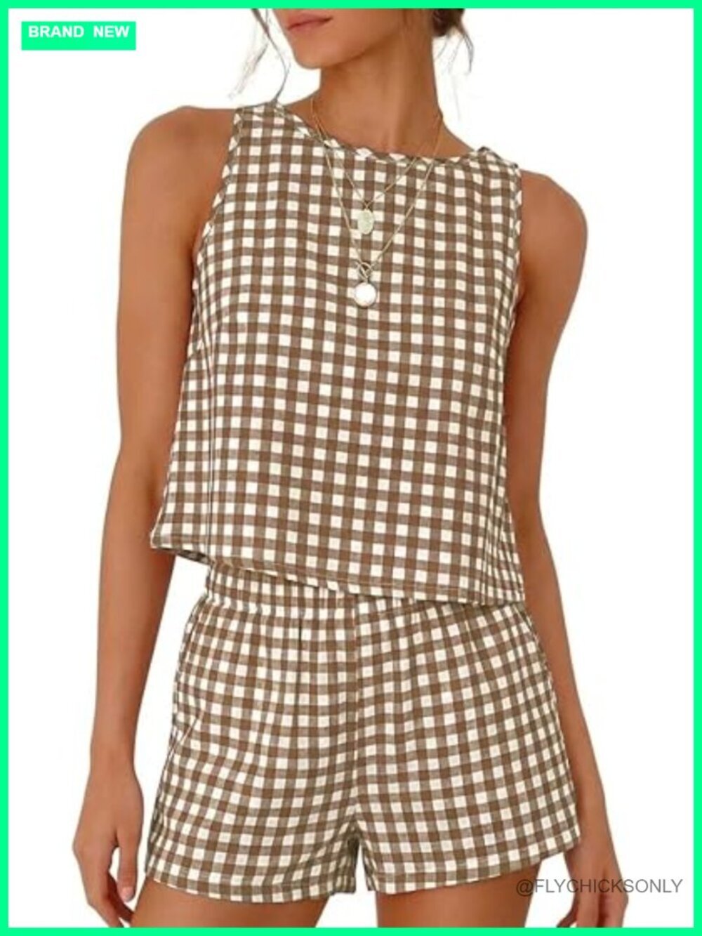 Women's Two Piece Tank Top and Shorts Pajama Set - Cotton